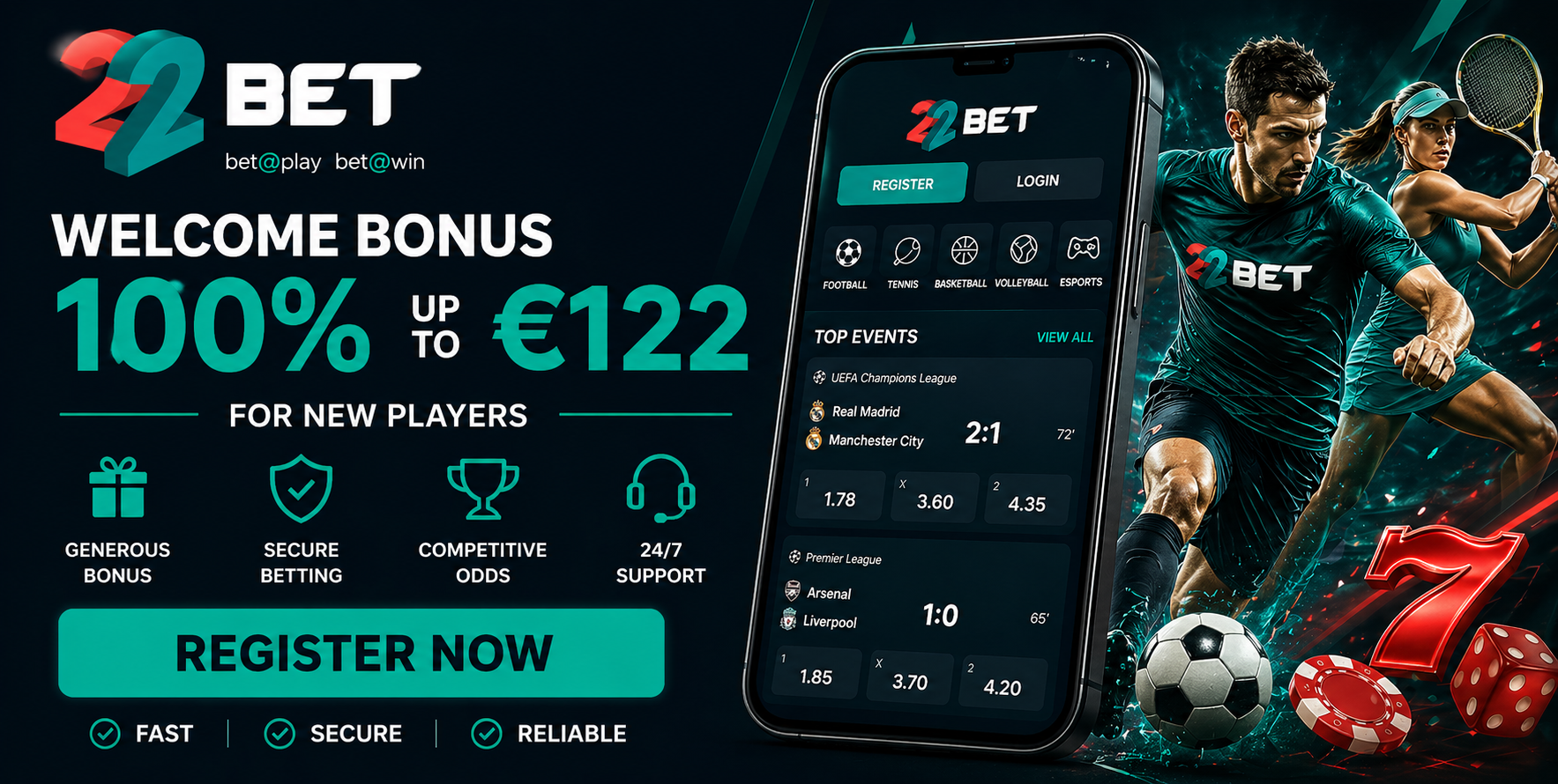 22Bet welcome bonus